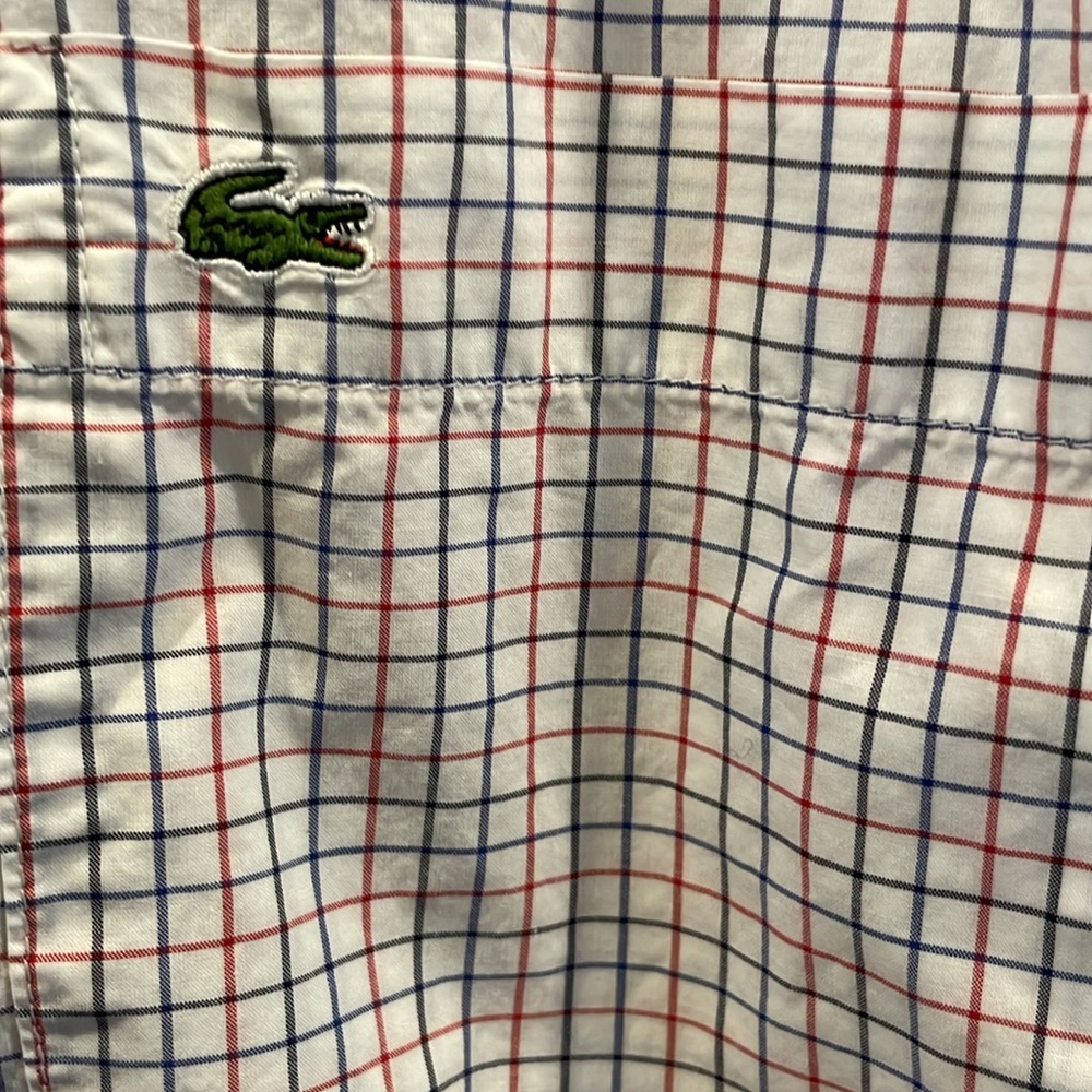Lacoste tattersall plaid cotton shirt.